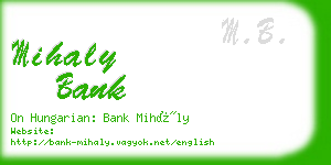 mihaly bank business card